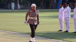 Ipda Yogi Pratama Putra Jadi Komandan Kompi Upacara Penurunan Bendera Kota Tangerang 